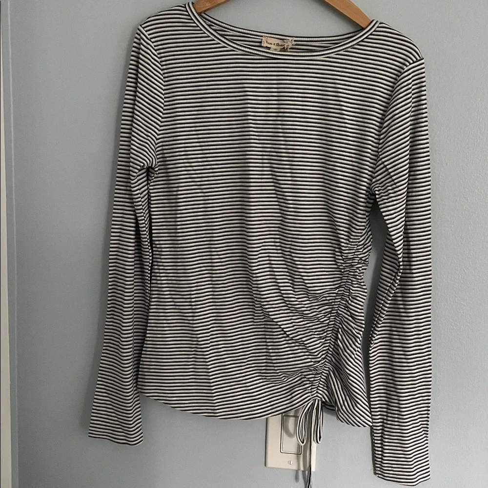 Striped Ruched Long Sleeve Tee